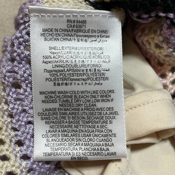 NWT BCBGeneration crochet knit tank peplum pastels purple pink beige cream XXS/M - Picture 4 of 10